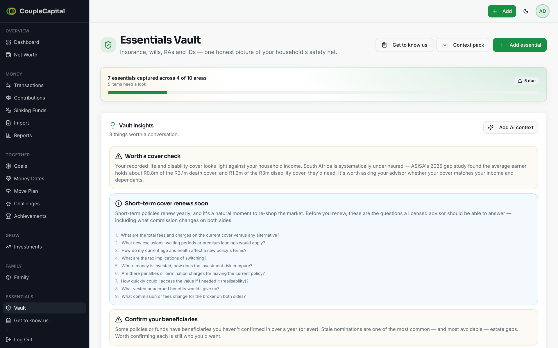 The Essentials Vault in Couple Capital